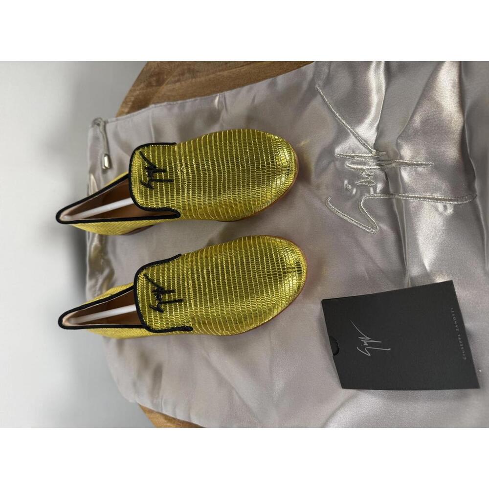 Giuseppe Zanotti Gold Tetra Trend Loafers Slip-On EU 34 (US 4) Luxury Flats NWB - Picture 2 of 13